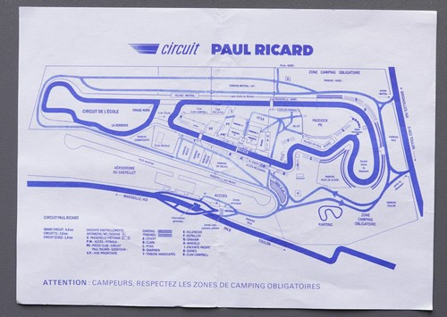 Flyer Streckenskizze Circuit Paul Ricard ca 1980