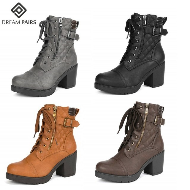 chunky heel combat boots