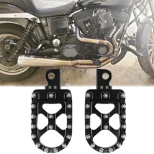 Pair CNC Aluminum Wide Fat Foot Pegs For Motorcycle Dirt Bike Touring Peg Mount