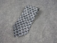 Pierre Cardin Tie Mens 58.5X4in Gray 100% Silk Necktie Geometric Silky USA Made