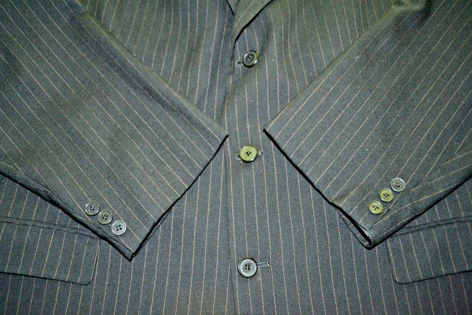 Burberry London Men Wool Black Stripe 3 Front Button Suit Sz 48L Wst 40x28 thumbnail 8