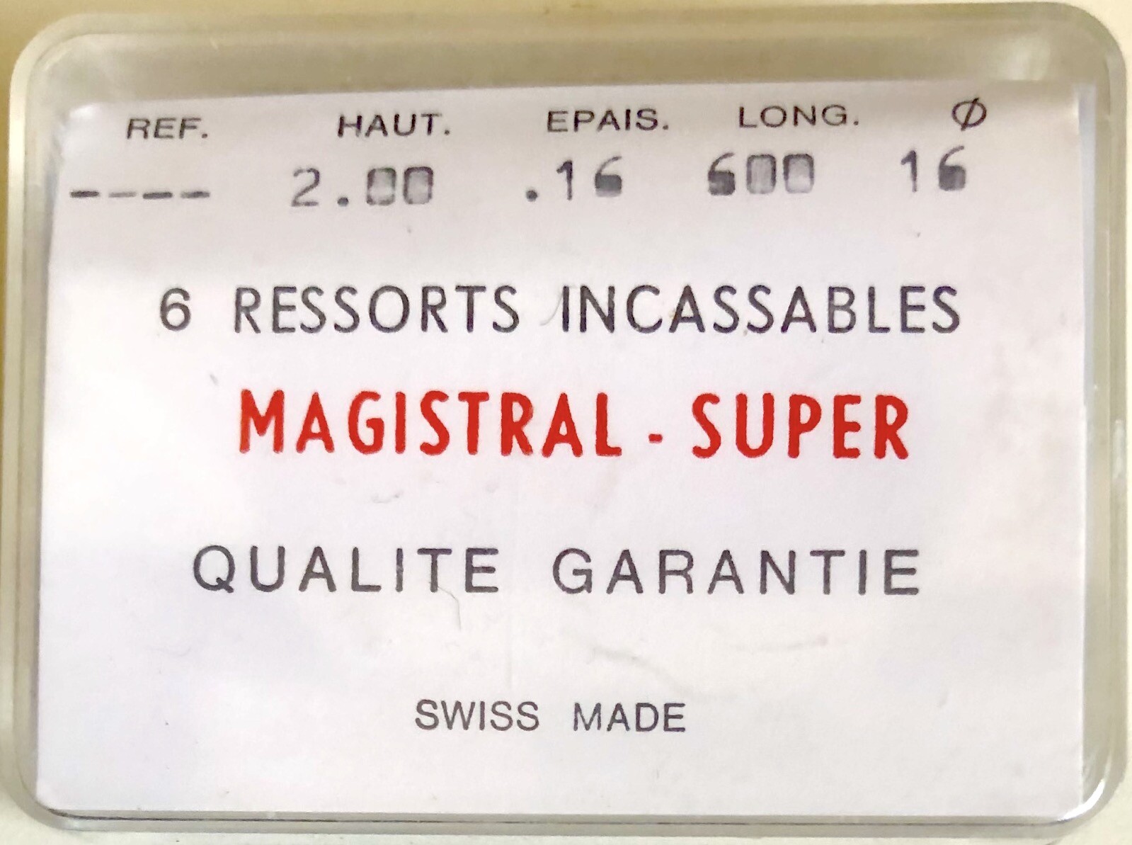 1X Genuine 2.00x0.16mm Mainspring for Watches AA60TR 600/200  