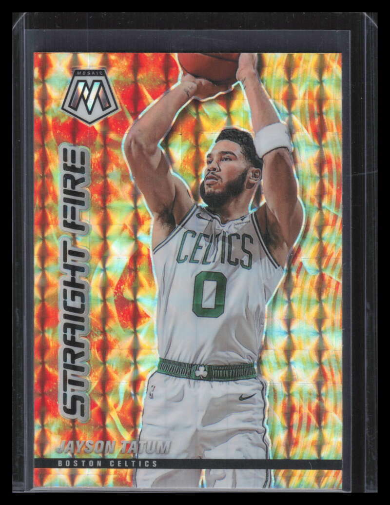 2020-21 Panini Mosaic Straight Fire 14 Jayson Tatum