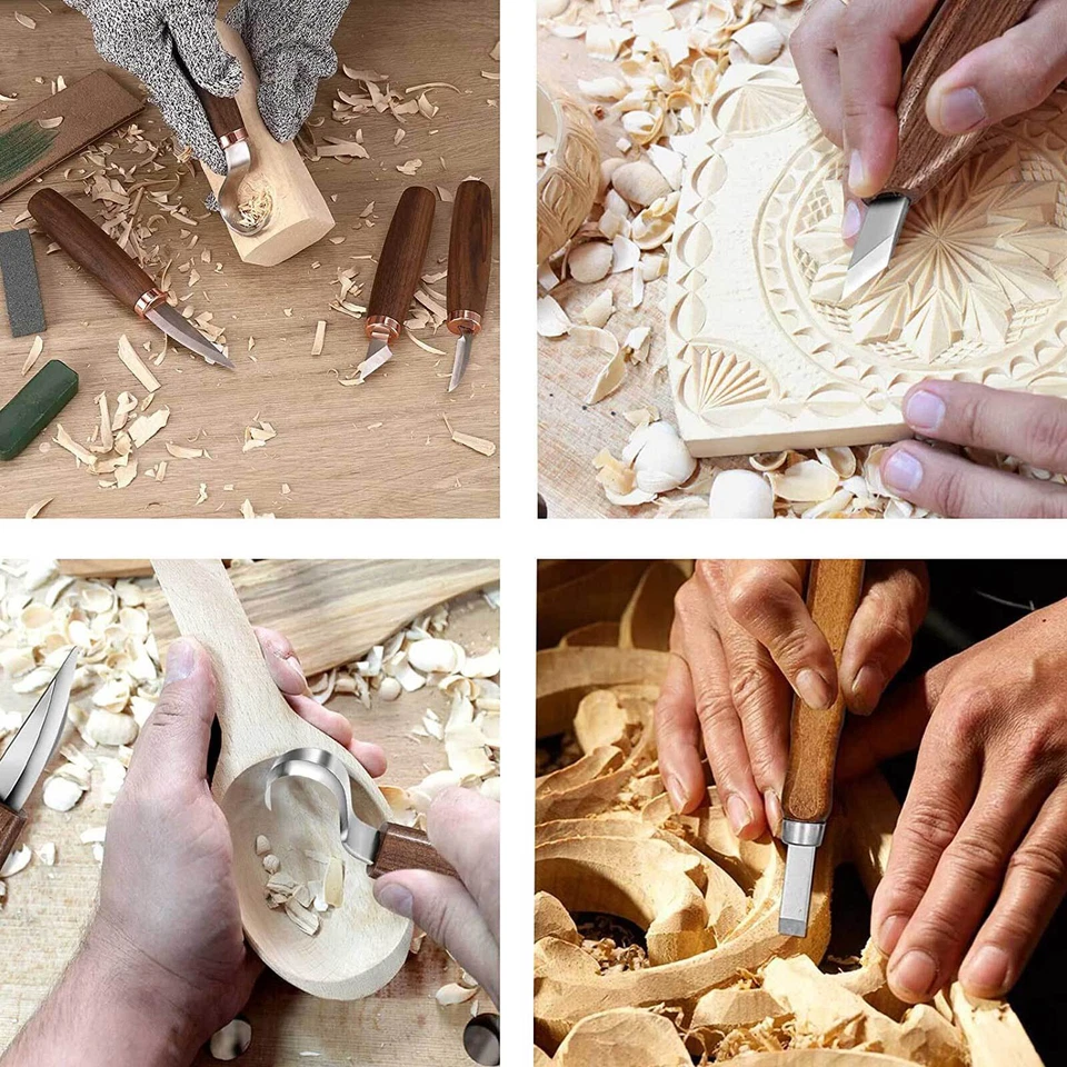 10/12 Wood Carving tools Woodworking Whittling Chisel Cutter Chip Hand Tool kit - image 4 of 4