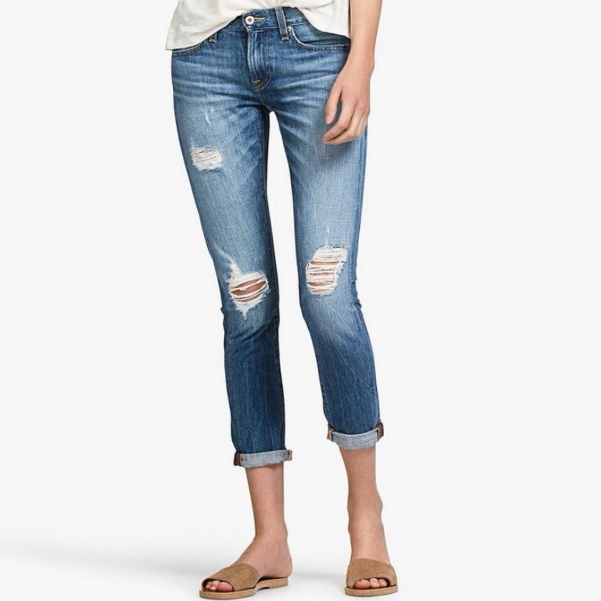 sienna cigarette lucky jeans Lucky Brand Sienna Cigarette Jeans Distressed Denim Medium Wash Ankle Crop  6/28