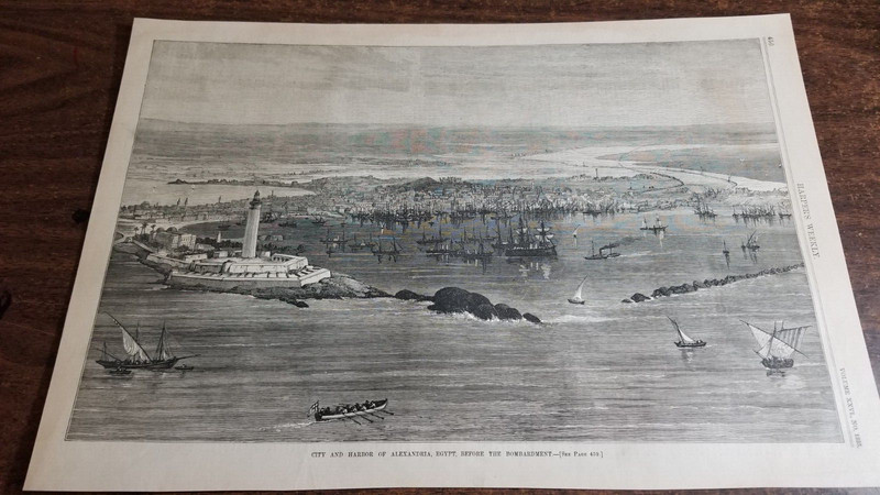 [#1832] City and Harbor of Alexandria,Egypt(Harper s-1882)