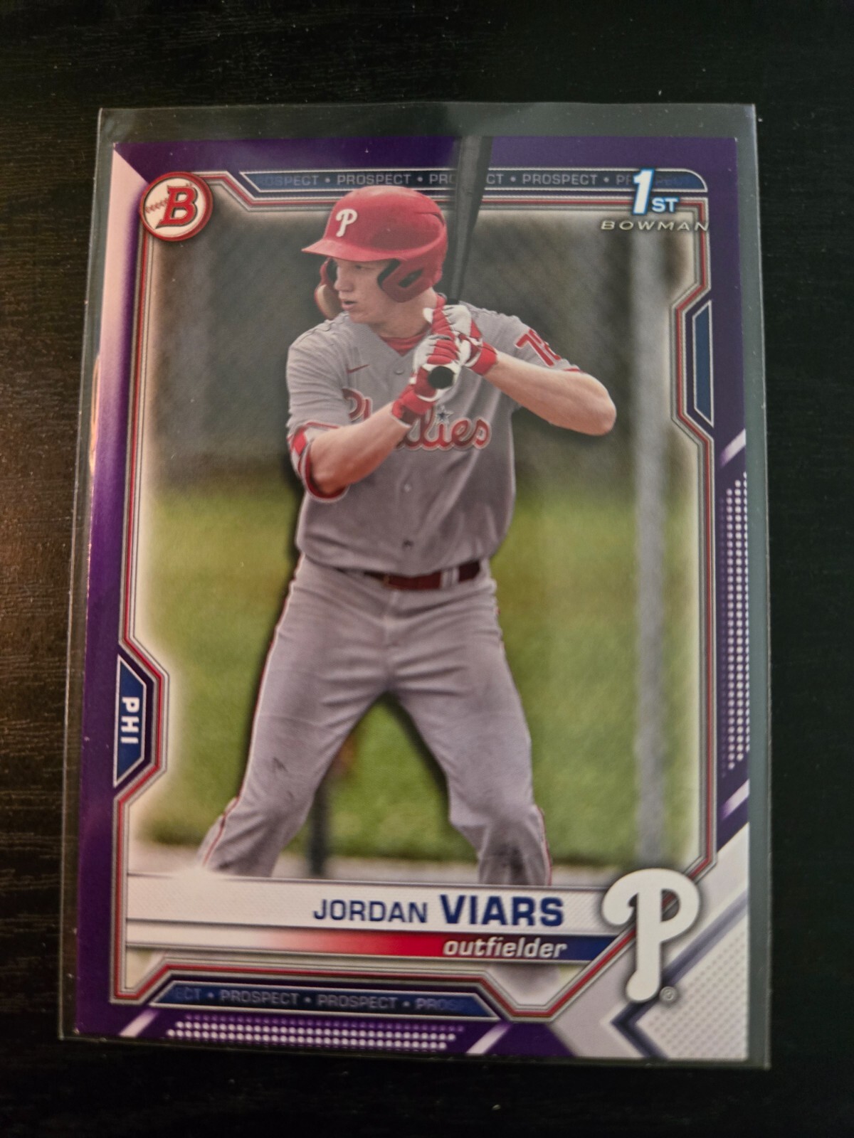 JORDAN VIARS 2021 Bowman Draft Paper 1st Bowman Purple RC /250 Phillies Rookie