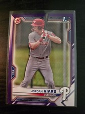 JORDAN VIARS 2021 Bowman Draft Paper 1st Bowman Purple RC /250 Phillies Rookie