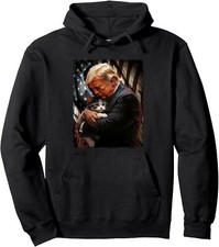 Trump and an Orange Cat Theme 2024 Vote Safety Unisex Hooded Sweatshirt