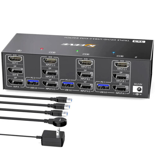 Commutateur KVM HDMI + 2 DisplayPort 3 moniteurs 3 ordinateurs 8K@60Hz 4 ports USB 3.0 - Photo 25/27