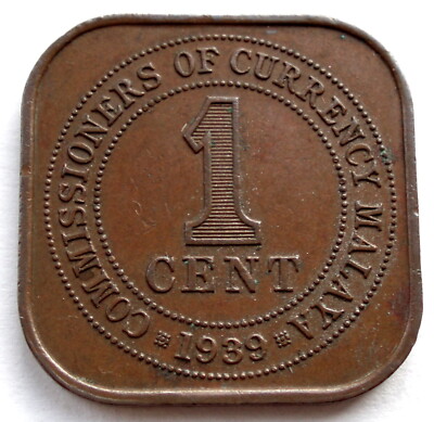 MALAYA BRITISH COLONY 1 CENT 1939 KM#2 George VI. ZZ7.7 | eBay