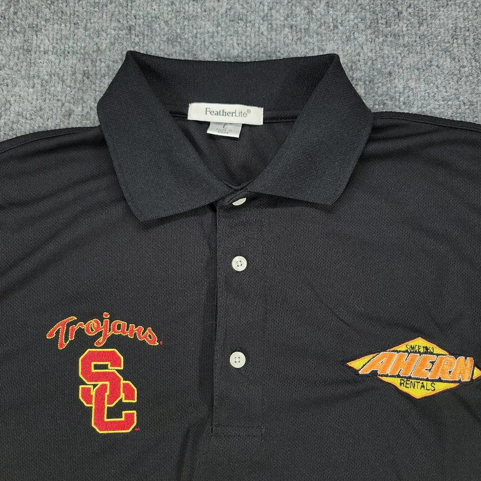 USC Trojans Polo Shirt Men Large Black NCAA Logo Embroidered Short Sleeve Ahern - Image 4 of 4