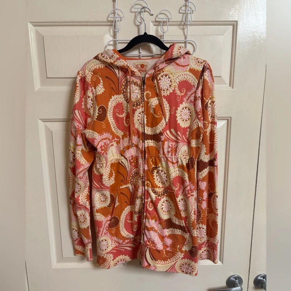 RARO DE COLECCIÓN Y2K Boho Hippie 100% Algodón Marca de la Suerte Sudadera con Capucha Foto 2 de 4