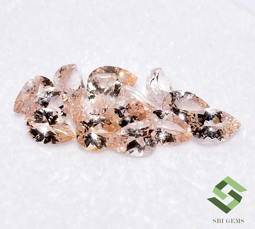 5.00 CTS Natural Morganite Pear Cut 6x4 mm Lot 15 Pcs Calibrated Loose Gemstones - Picture 2 of 5