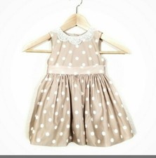 Jason Wu for Neiman Marcus Crochet Lace Collar Tan Polka Dot Dress 18 M NEW