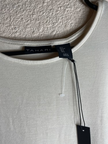 T-shirt donna Tahari nuova con etichetta taglia large/beige - Foto 4 di 7