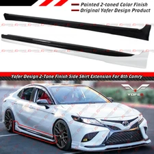 For 2018-2024 Toyota Camry Yofer Pearl White Black 2 Tone Side Skirt Extension