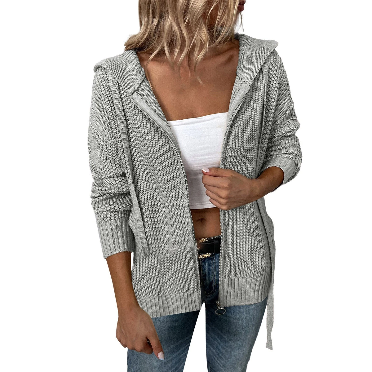 zip front cardigan sweater