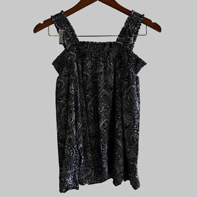 Michael Kors Cold Shoulder Blouse Womens Medium Black White Paisley Floral New