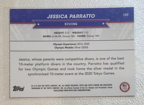 2024 Topps Chrome U.S Olympics Jessica Parratto #140 - Picture 2 of 2