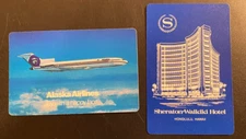 Vintage Travel Swap Cards - Sheraton Waikiki Hotel and Alaska Airlines - Jokers