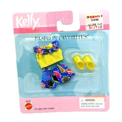 Vintage 1999 Barbie 68230 Fashion Favorites Kelly Clothing Set Yellow Blue