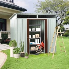 6x5 FT Metal Storage Shed Outdoor Tool Sheds w/ Sliding Doors Waterproof Garden