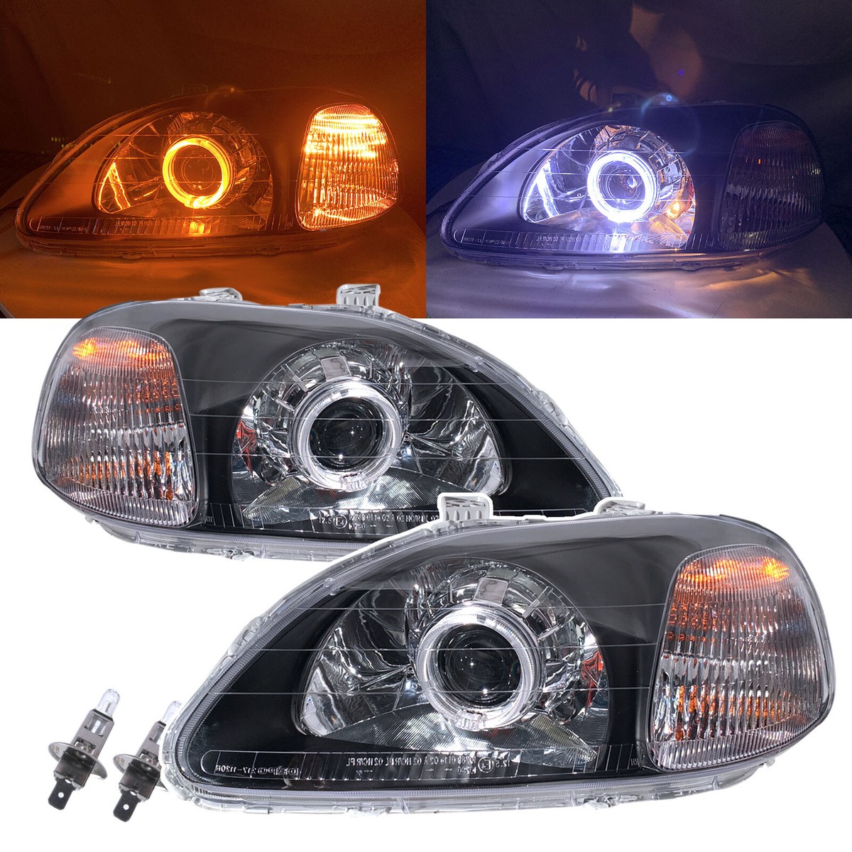 Fits HONDA Civic EJ/EK/EM MK6 96-98 Guide LED Halo Projector V2