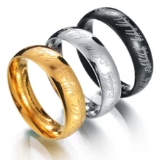 Lord of the Rings The One Ring Power Band 6mm Unisex Stainless Steel Size 6-13