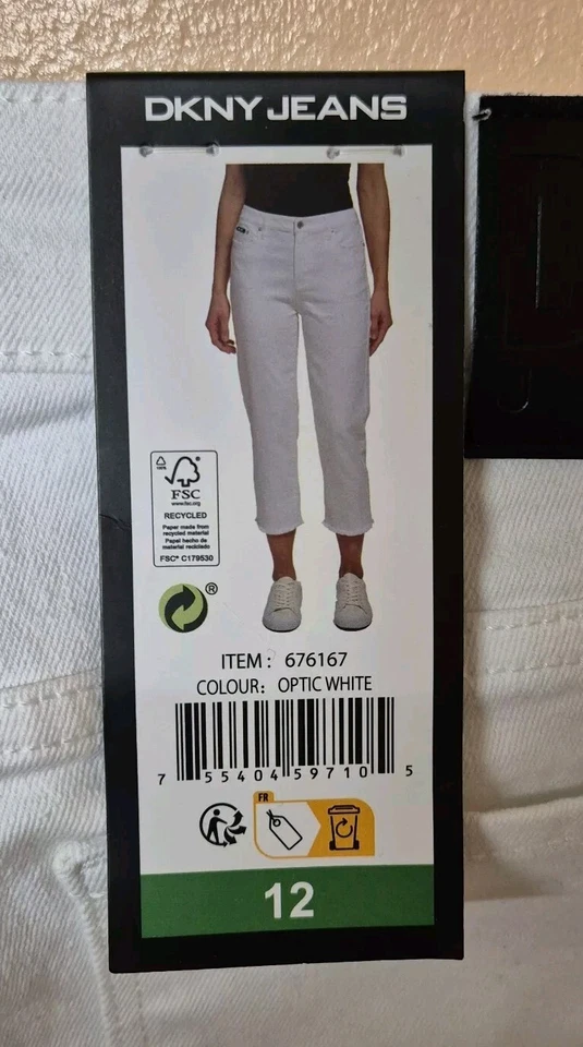 DKNY Rivington Jeans White Cropped Raw Edge Hem Size 12 - Image 4 of 4