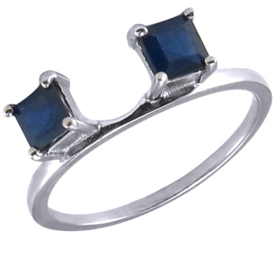 Princess Cut Sapphire Wrap Guard Enhancer Wedding Ring 10k Solid