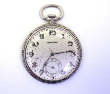 Antique Art Deco LONGINES 4391622 14K White Gold Filled 17 Jewels Pocket Watch
