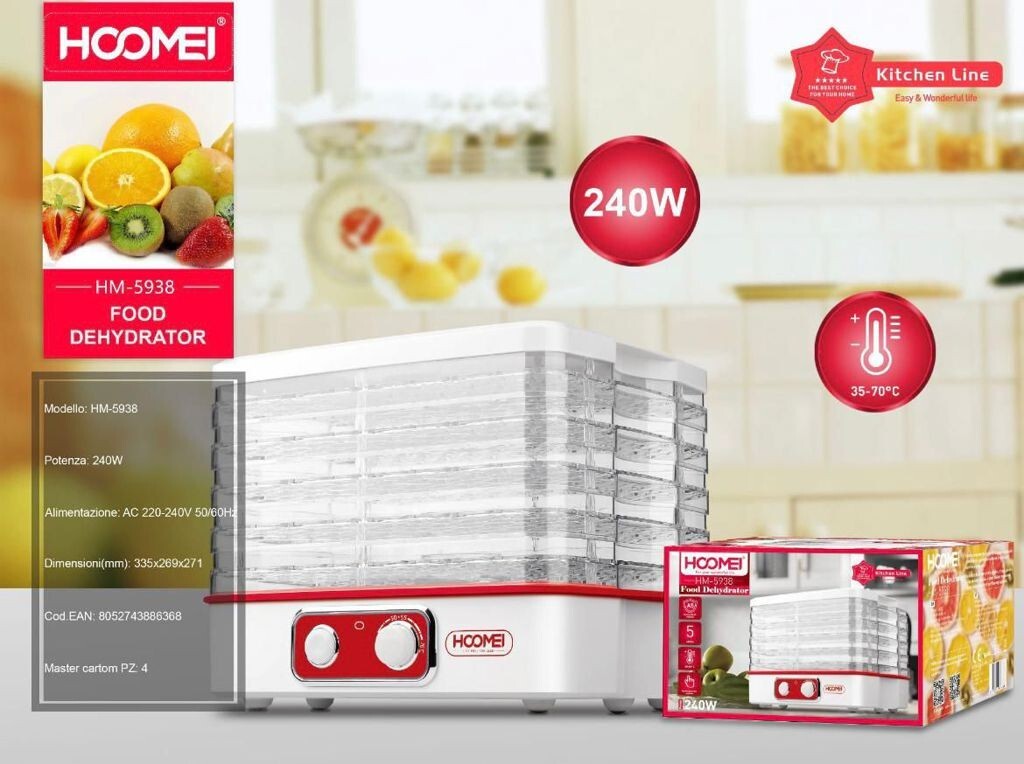 HOOMEI HM-5938 Essiccatore Elettrico 5 Ripiani - Prezzo e Offerte 240W