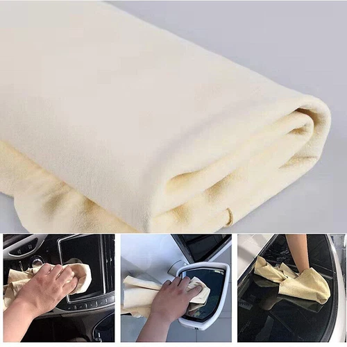 Natural Chamois Leather Car Drying-Towel Cleaning Cloth Absorbent Shammy PU - Picture 4 of 14