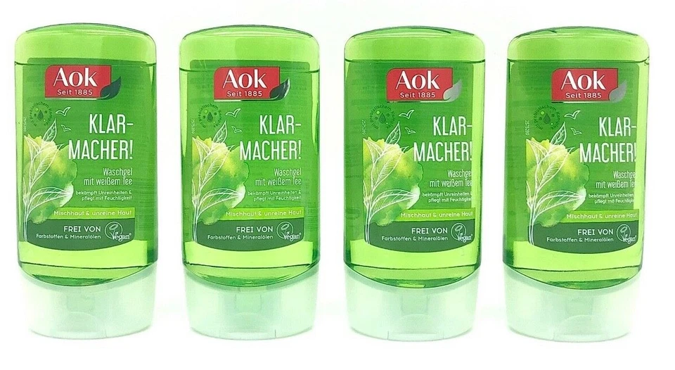 ✅ Aok WASCHGEL Klarmacher mit weißer Tee Mischhaut & Unreine Haut 4x 150ml ✅
