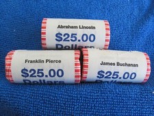 2010 President Dollars Lincoln, Buchanan, Pierce in $25 rolls uncirculated NEW