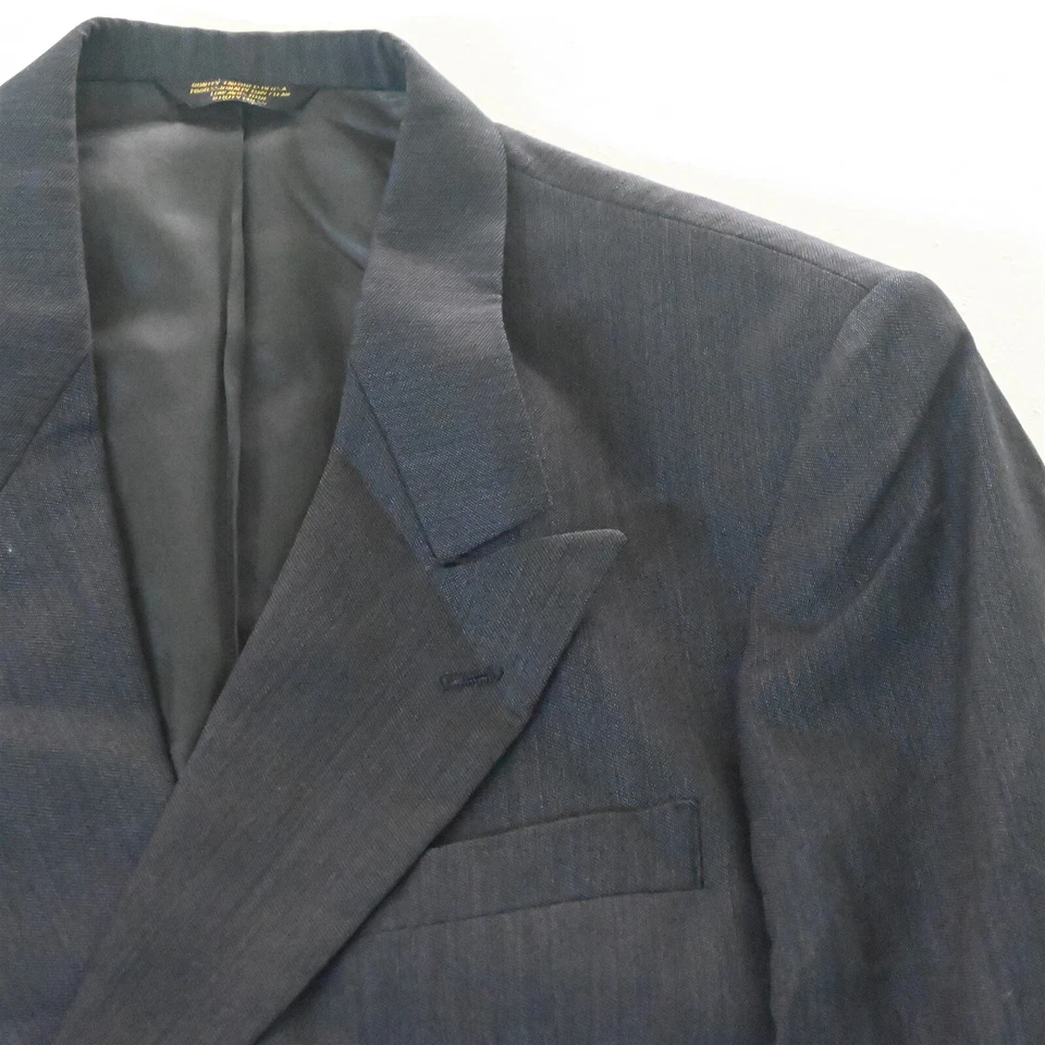 Vtg USA Made 42S Gray Birdseye Wool Double Breasted Blazer Jacket Sport Coat - Image 2 of 4