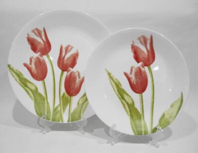   Corelle TULIP BOUQUET UPick: Dinner OR Lunch Plate / Spring Green RED Blooms