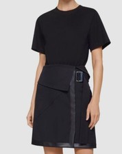  495 3.1 Phillip Lim Women's Black Mixed Media T-Shirt Combo Dress Size 0