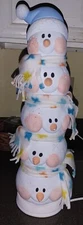Unbranded Light Up Tabletop Ceramic 5 Snowman Stack - Many Great Items Available