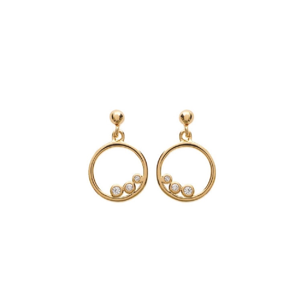 Boucles d'oreilles pendantes en plaqué or 18 carats et oxydes de zirconium scintillants