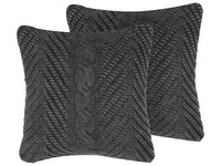 Dekokissen 2Er Set Grau 45 X 45 Cm Stoff Accessoire Baumwolle Konni
