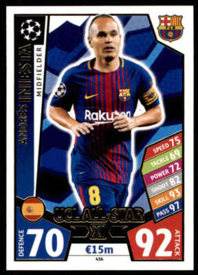 【選手支給品】16/17 UCL Iniesta選手#8 2017-18 Topps UEFA Champions League Match Attax #436 Andres