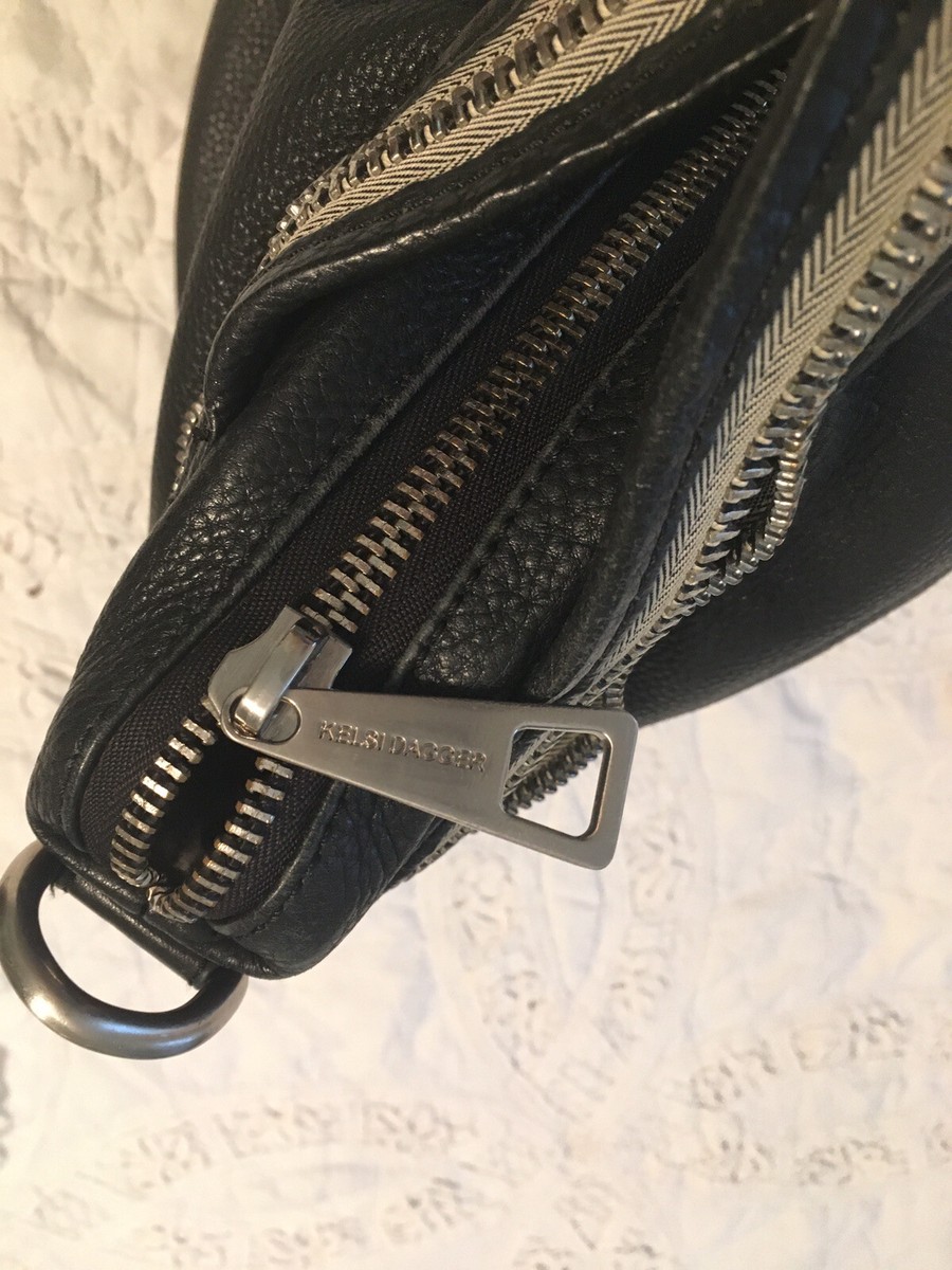 KELSI DAGGER ヴィンテージ ビンテージ バッグ ショルダーバッグ 黒 KELSI DAGGER Black Leather Zippers Satchel Bag Purse-NICE | eBay
