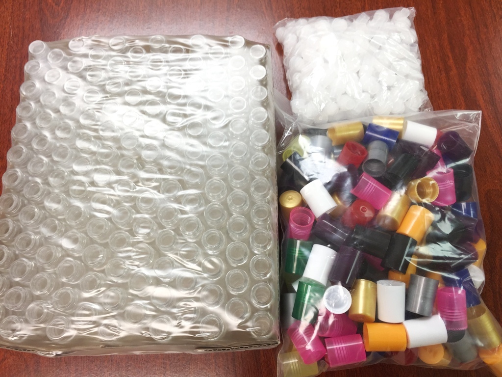144 Bottles PLAIN 1/3 oz 10ml Clear Glass Roll on W/MIX COLOR Cap & Roller