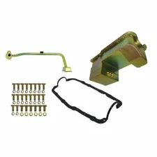 Weiand 5039WND Drag Racing Oil Pan Kit Fabricated 6 in Depth Rear Sump Gold Zinc