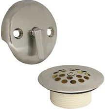 Bath Drain Kit With Trip Lever Overflow Plate, Brushed Nickel