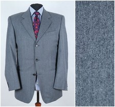 Mens Vintage Wool Blazer 44R UK Size HENRY MORELL Grey Sport Coat Jacket