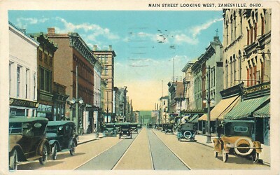 ZANESVILLE OHIO MAIN STREET OLD 1934 POSTCARD VIEW | eBay
