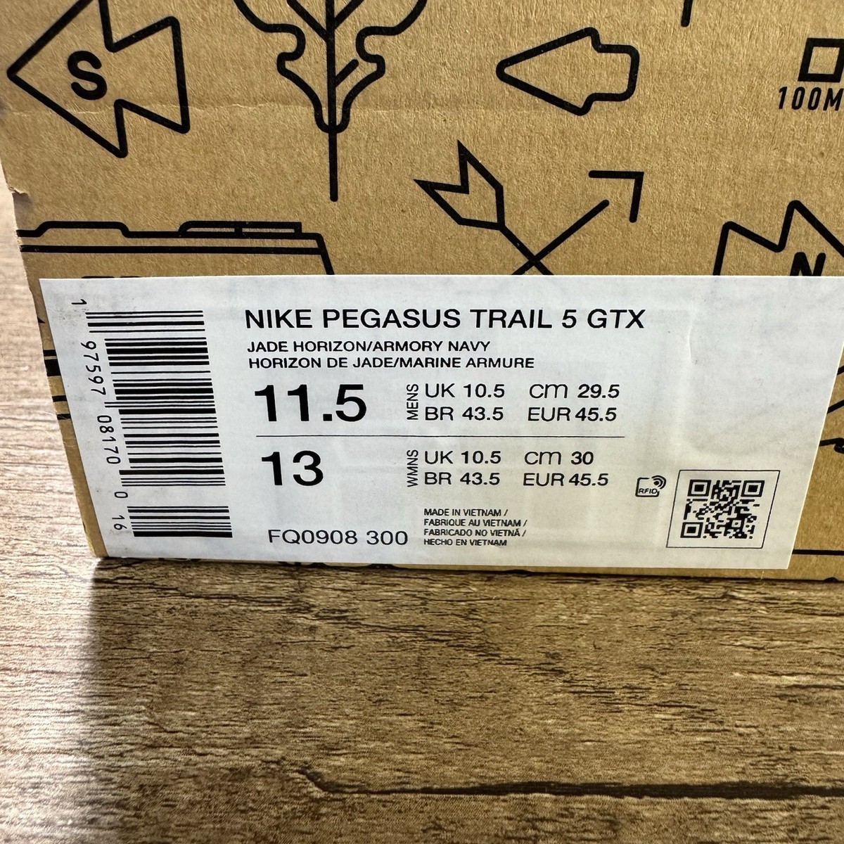 Nike Pegasus Trail 5 GTX 'Jade Horizon' Men's Size 11.5 Hiking